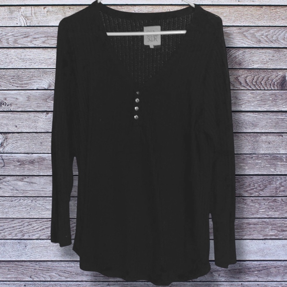 🌺CHASER V NECK RIBBED THERMAL SHIRT-BUTTON DETAIL